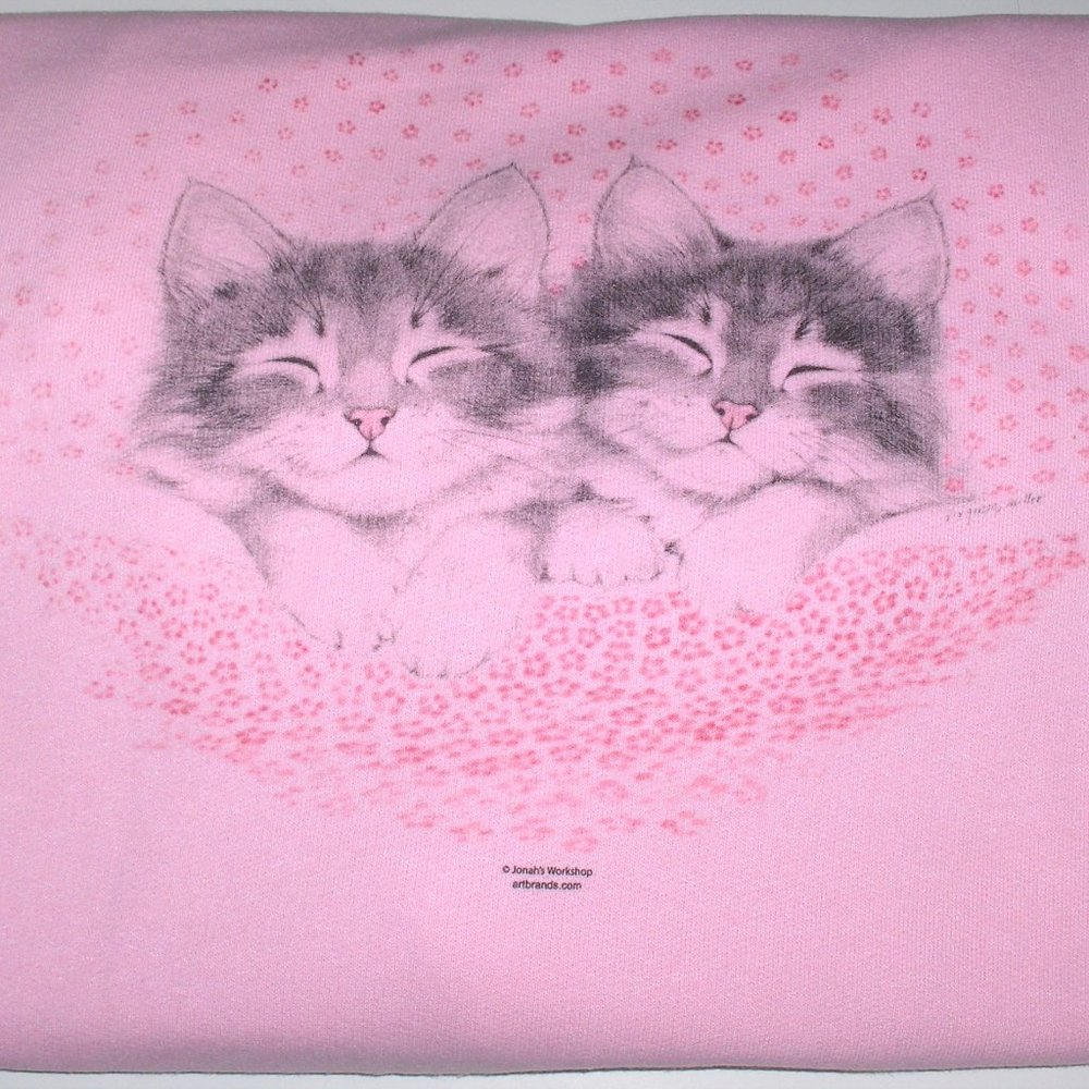 Pink Crew Neck Sweatshirt " Kittens Napping"